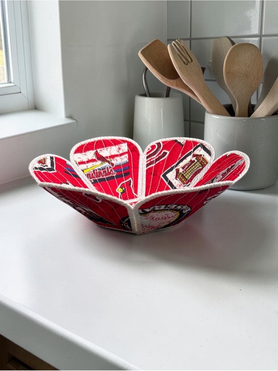 Hand Crafted Other - Hand Crafted Basket Center Piece Bowl Quilted 8” x 3” St. Louis Cardinals Fabric